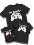 Player 1 2 Gamer Dad Kids Mens Baby Matching  T-Shirt Set Dad Son Girl