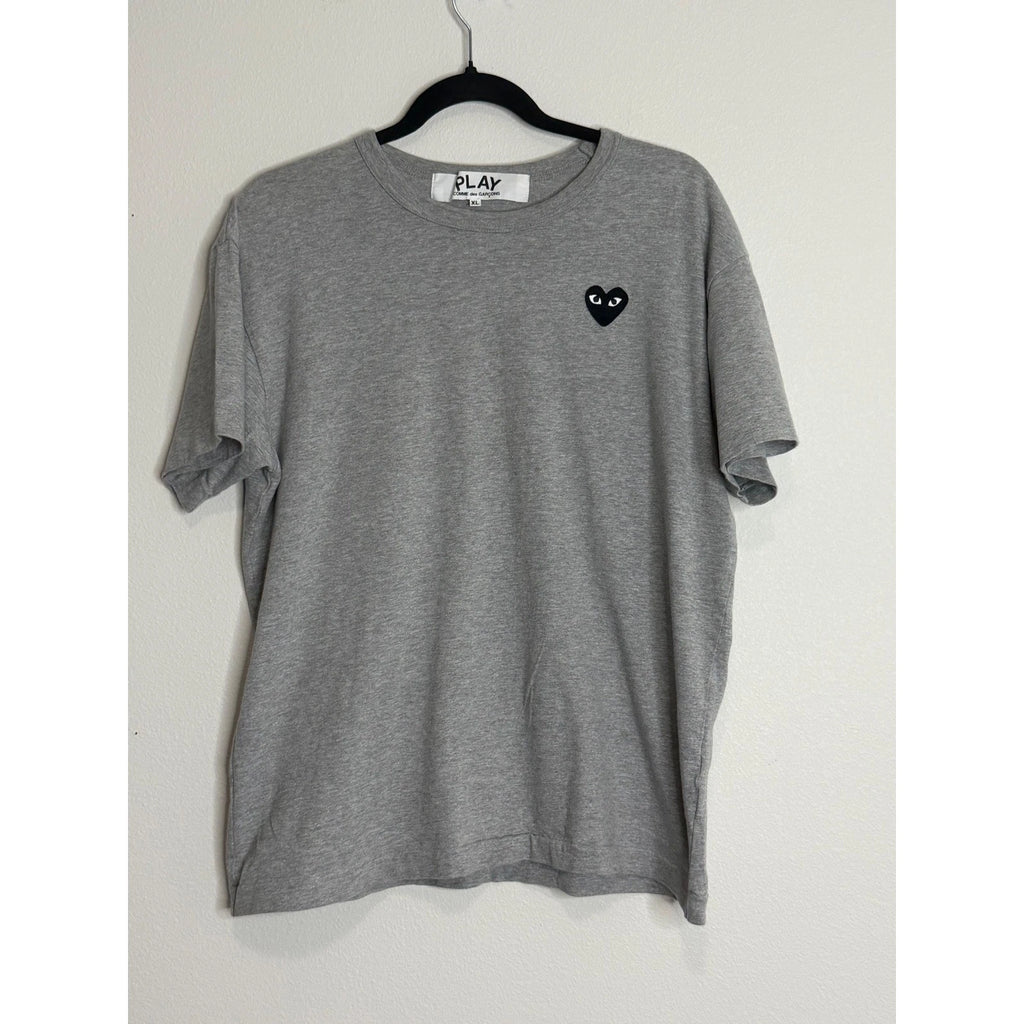 Comme des Garcons Play Grey T-Shirt Black Heart Logo XL Men's CDG Tee