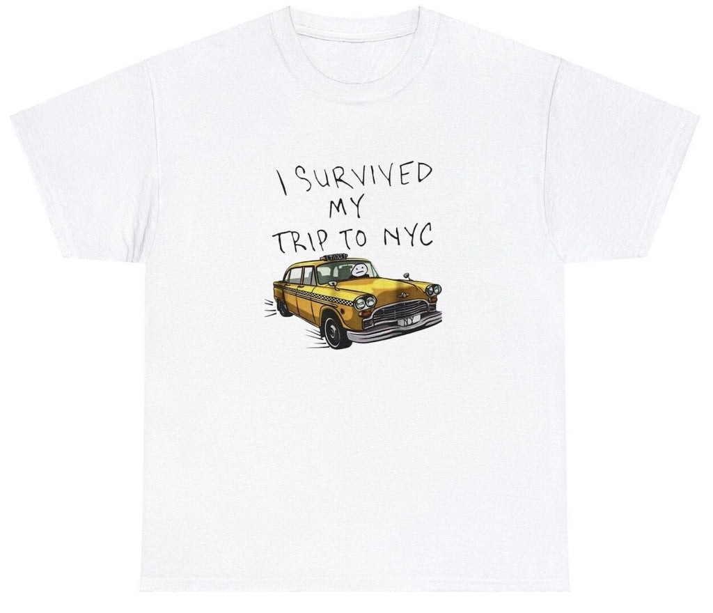 I Survived My Trip To Nyc New York T Shirt Funny Yellow Taxi Usa Cool Gift Tee
