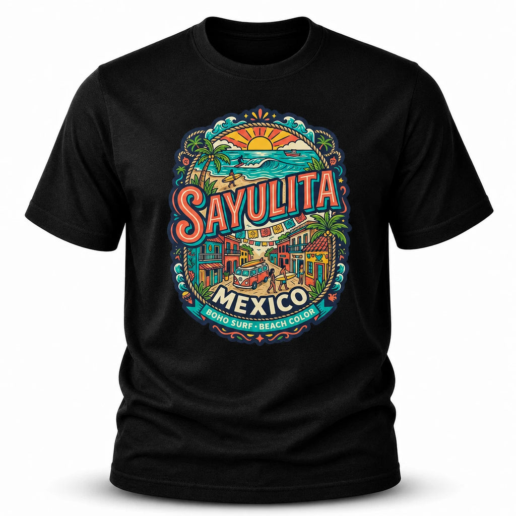 Sayulita Mexico Boho Surf Graphic T-Shirt Unisex Travel Tee