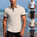 Mens Button Down Short Sleeve Jacquard Slim Fit T-Shirt for Casual Streetwear