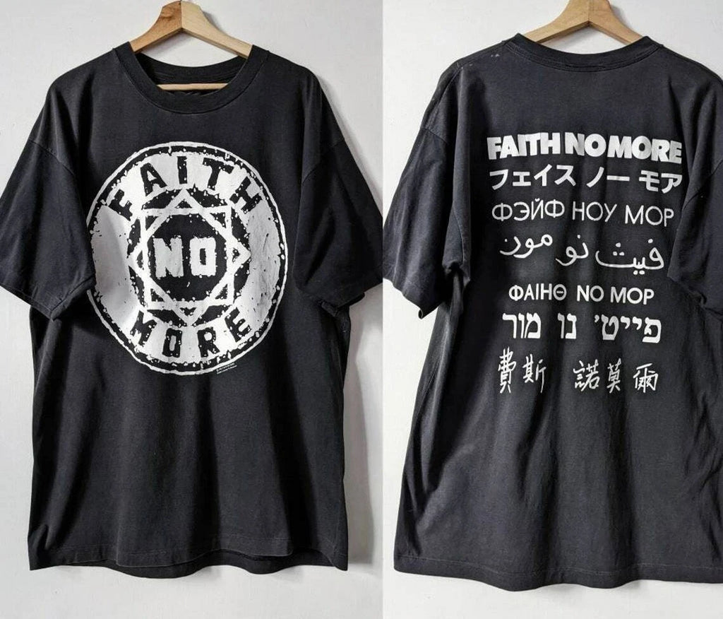 2 sides 1990 Faith No More Band Shirt Short Sleeve Black Unisex S-5XL