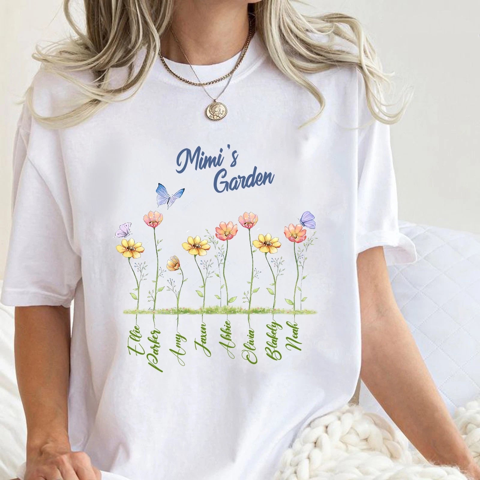 Grandma's Garden Floral T-shirt, Custom Grandkids Flowers, Mother's Day Gift