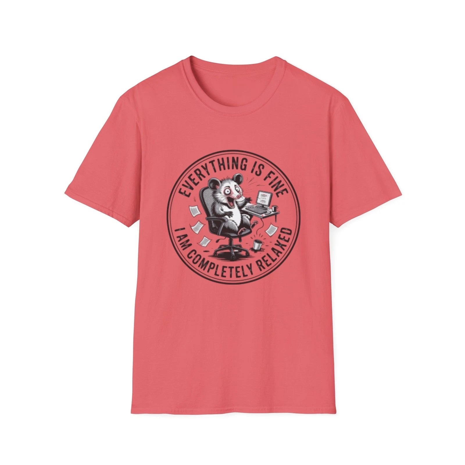 -Everything Is Fine Relaxed Possum T-Shirt | Sarcastic Animal Tee