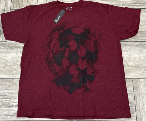 Apt 9 Mens XL Maroon Abstract Soccer  Ball T-Shirt Geometric Graphic Tee  2017