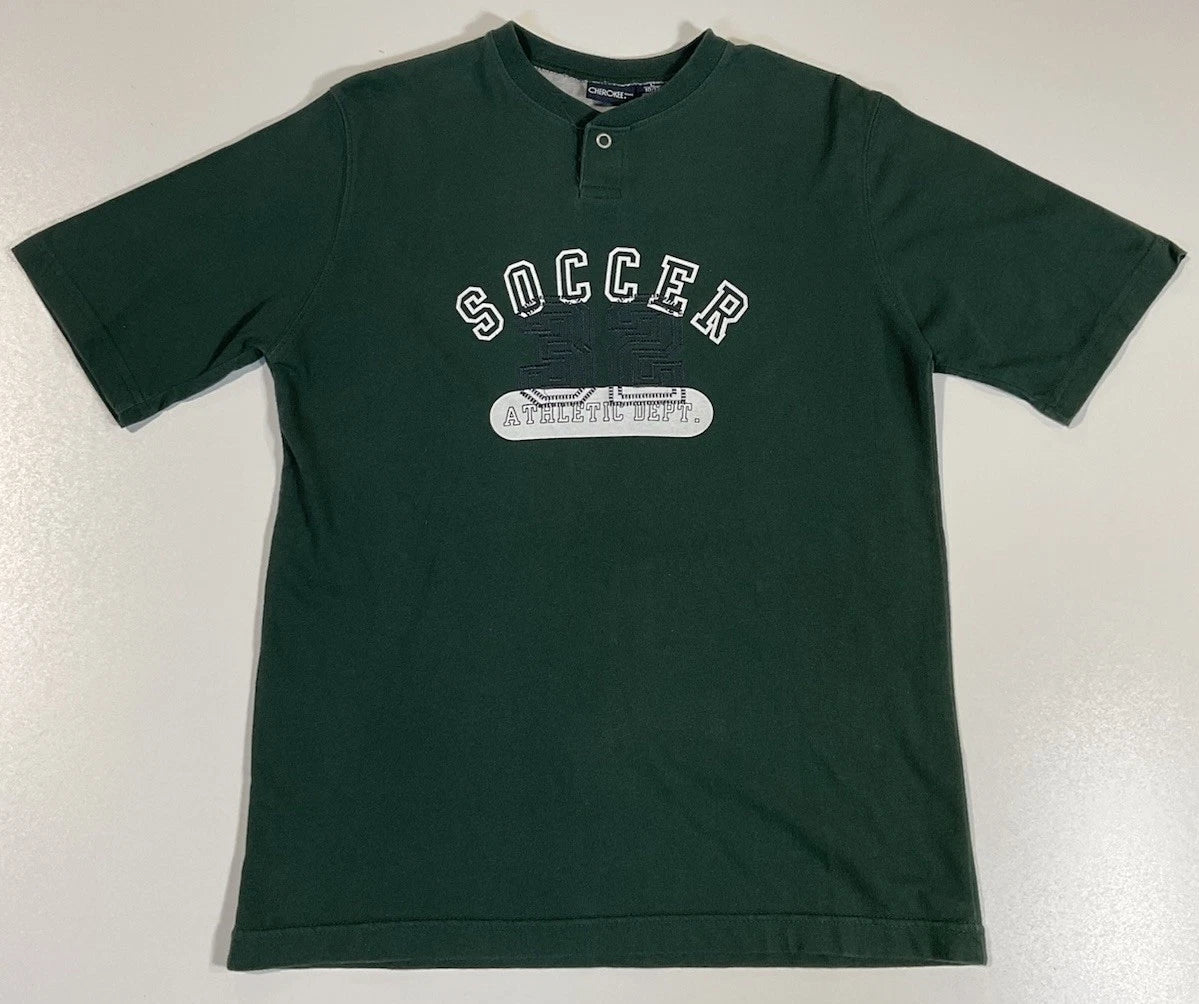 Vintage Cherokee Soccer T Shirt Blue Sz M Varsity Sports Y2K
