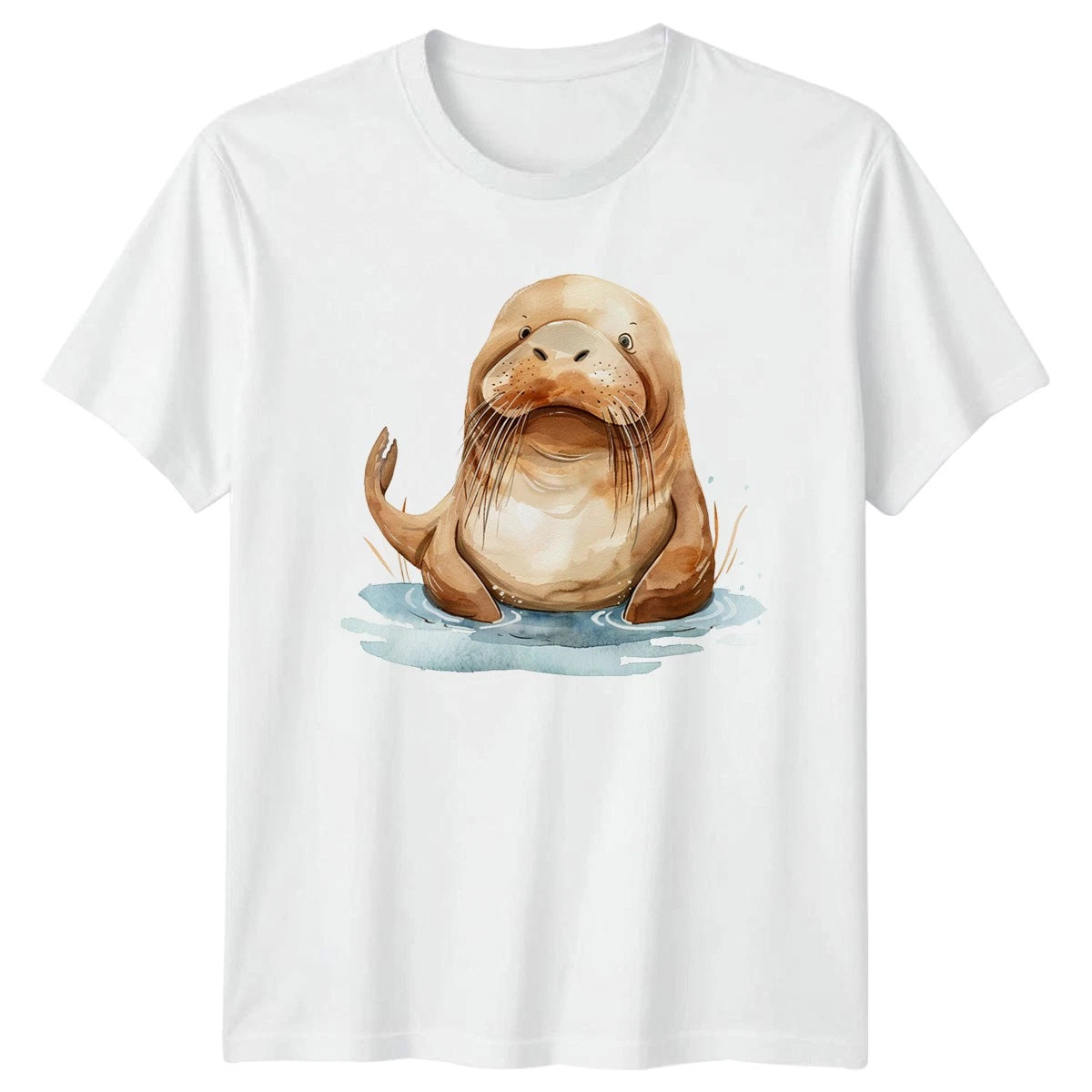 Cute Manatee Watercolor T-Shirt Ocean Animal Birthday Gift For Him And Her