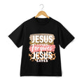 Jesus Loves Forgives Saves Leopard Graphic T-Shirt-Christian Casual Unisex Tee