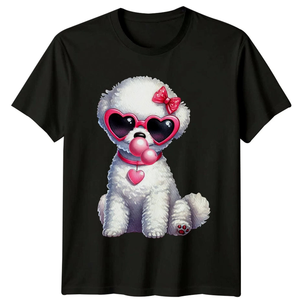 Fluffy Dog Pink Heart Sunglasses Bubblegum Animals Dogs Mens T-Shirt Womens