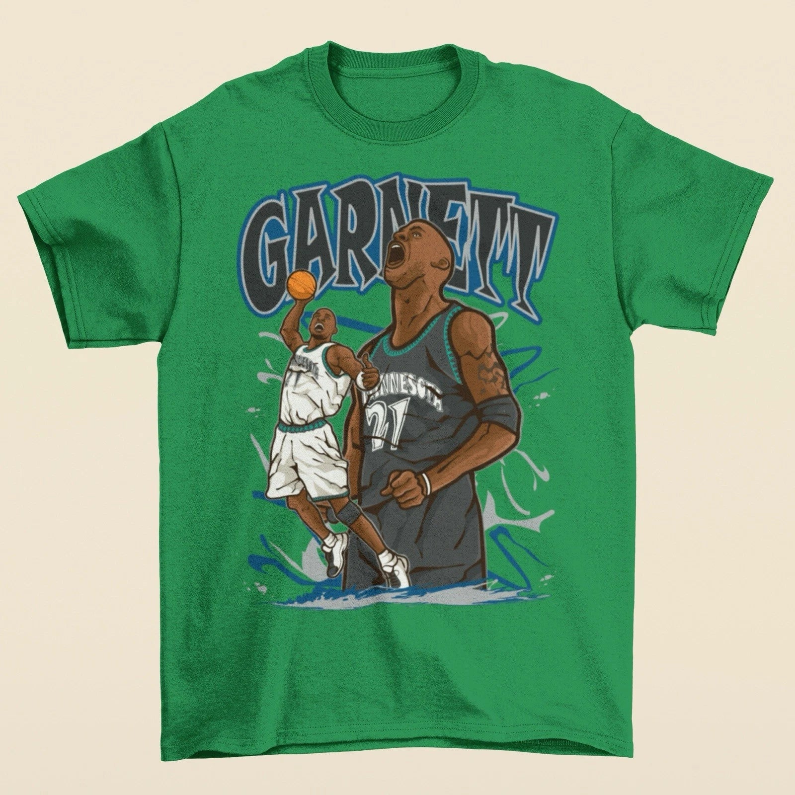 Kevin Garnett Cartoon Style Minnesota Basketball T-Shirt