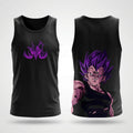 Men's Anime Tank Top Vegeta Purple Hair Majin Buu Symbol Black Sleeveless Shirt
