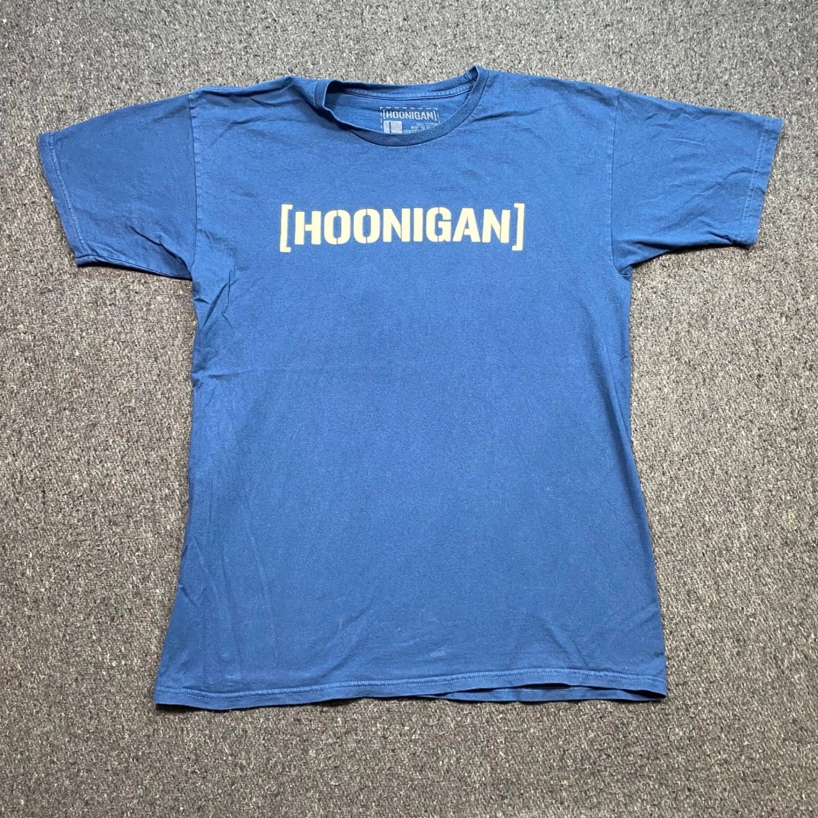 Hoonigan Censor Bar TShirt Sz L Mens Blue Streetwear Skater Graphic Logo Tee