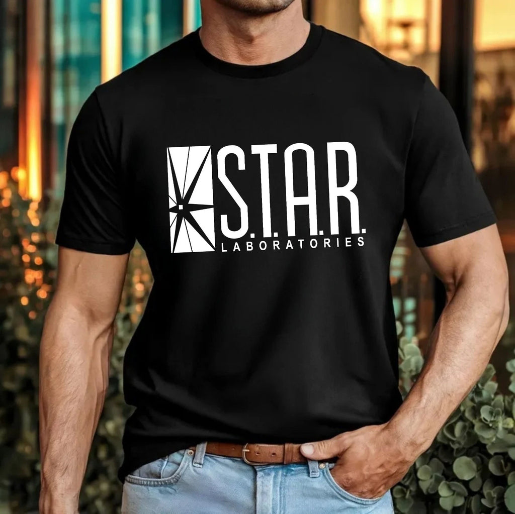 STAR Laboratories Logo T-Shirt Futuristic Science Lab Minimalist Sci Fi Gift Top