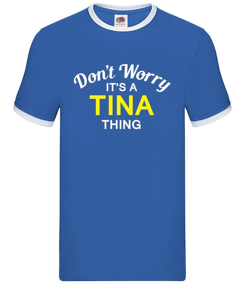 Don't Worry It's a TINA Thing - Mens Ringer - Surname Custom Name Family