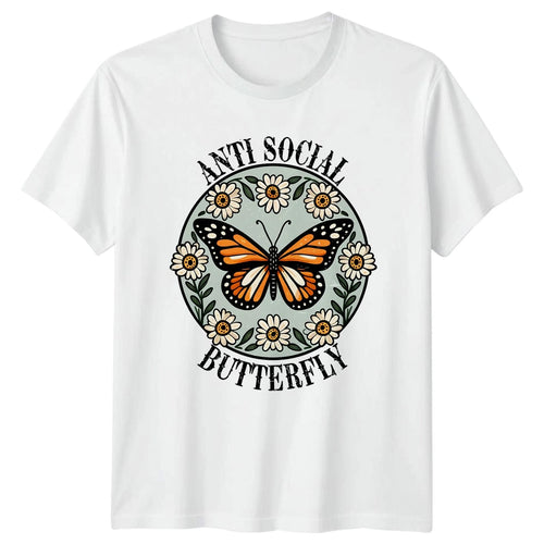 Anti Social Butterfly T-Shirt Introvert Humour Nature 42nd Birthday Gift
