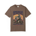 America The Beautiful motorcycle graphic T-shirt | Americana biker design