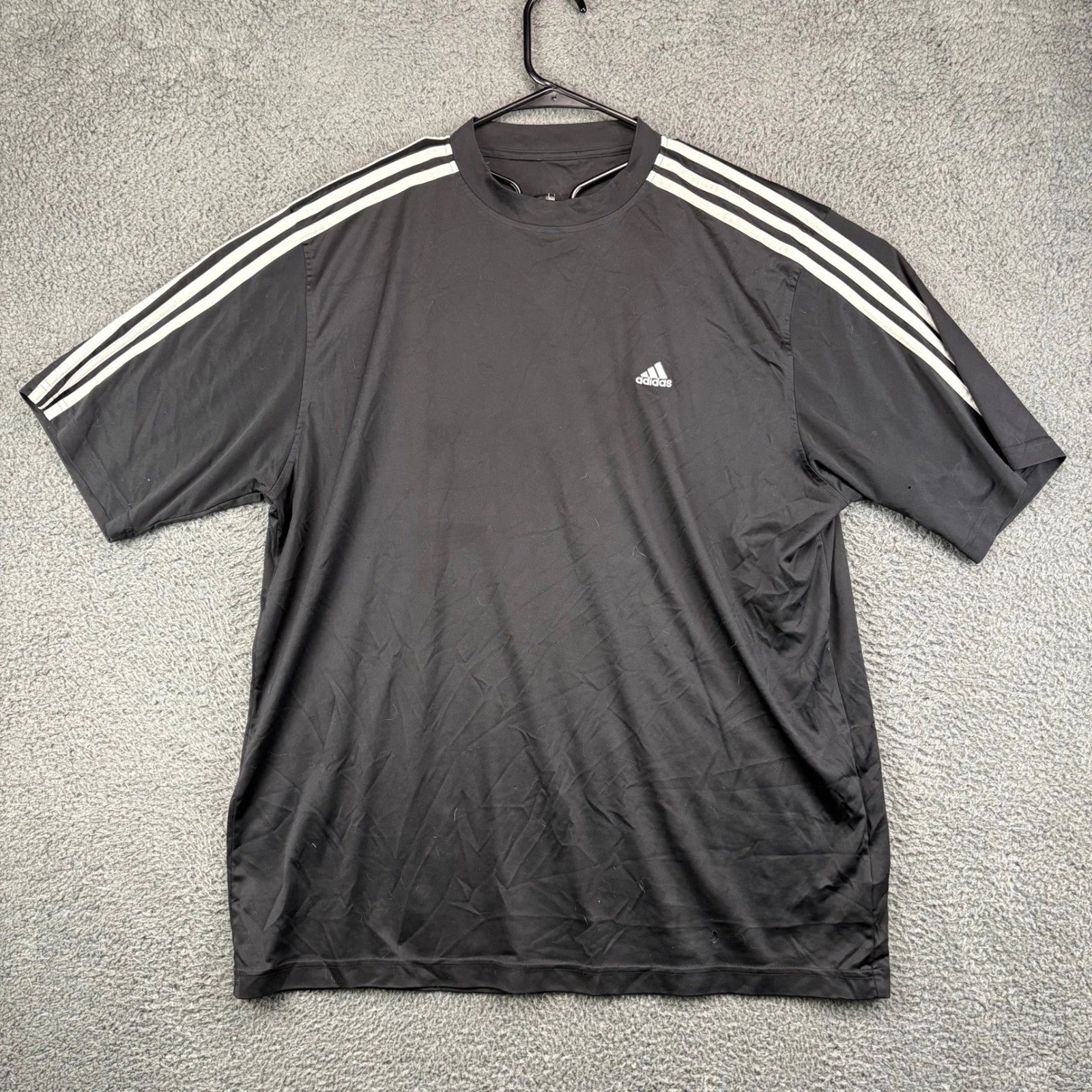 Adidas Mens Black 3-Stripe Short Sleeve Performance T-Shirt Size XL