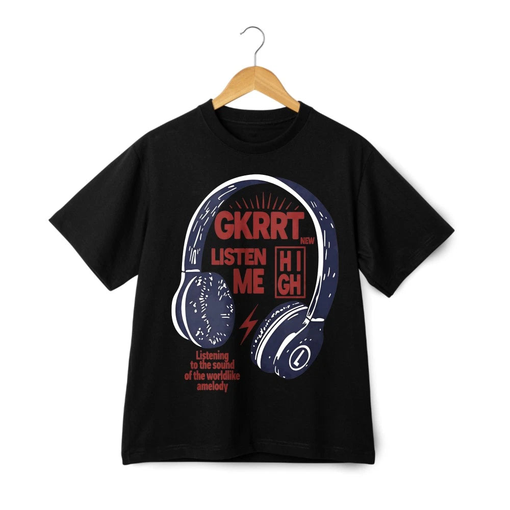 GKRRT Listen To Me Headphone Shirt-Music Lovers Retro Graphic Tee Free Shipping