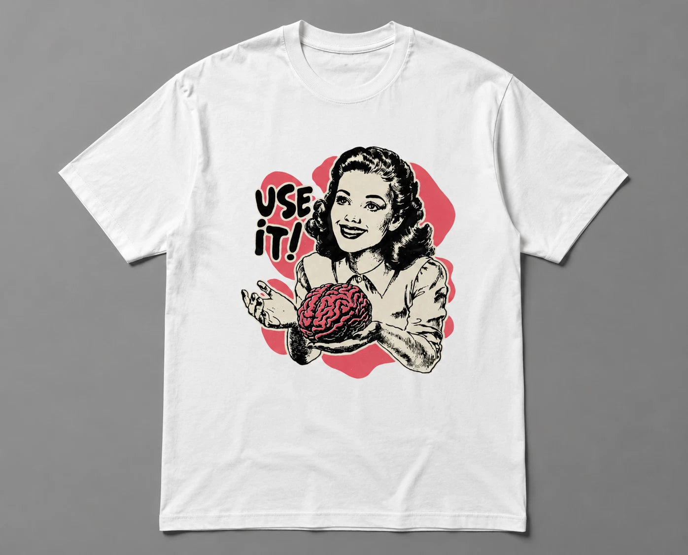 Funny Sarcastic Use It Brain T-Shirt Retro 1950s Comic Graphic Tee Quirky Gift