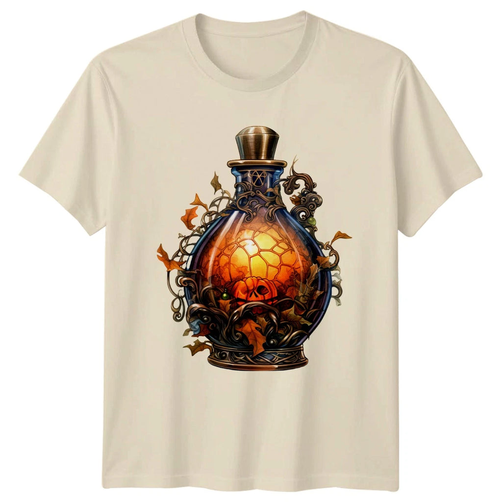 Stained Glass Pumpkin Potion T-Shirt Autumn Halloween Gift For Him And Her