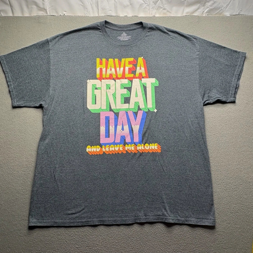 Big Men T-Shirt Cotton Blend 2XL Sarcastic Graphic Retro Humor Gray