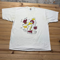 Vintage 1998 Team Signed Mascot Ice Hockey Cartoon Sports Graphic T-Shirt - XL