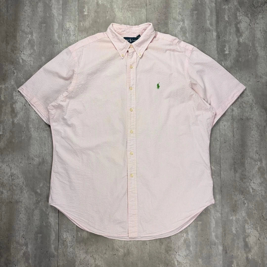Ralph Lauren Embroidered Logo Soccer Short Sleeve Shirt Striped XL Japan