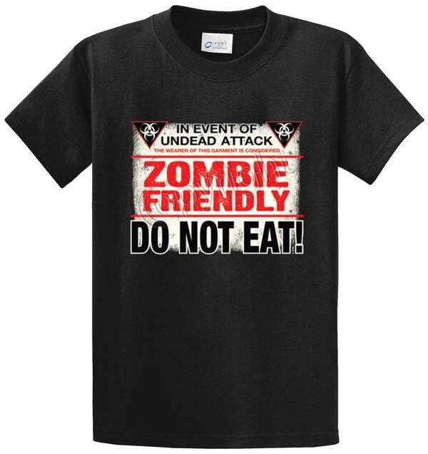 ZOMBIE FRIENDLY Cotton Printed Tee Shirt Regular and Big and Tall Sizes