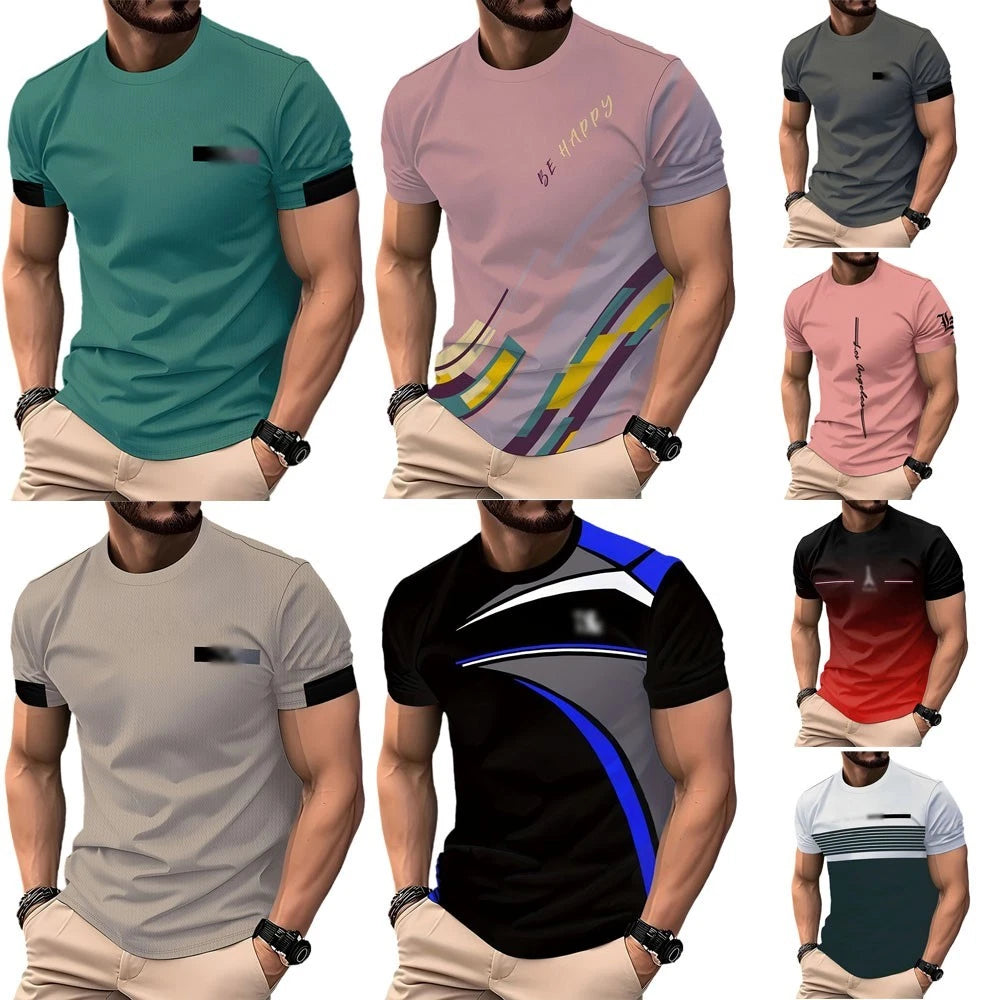 Men's Polyester Short Sleeve T-Shirt with 3D Visual Print All Season Daily Wear