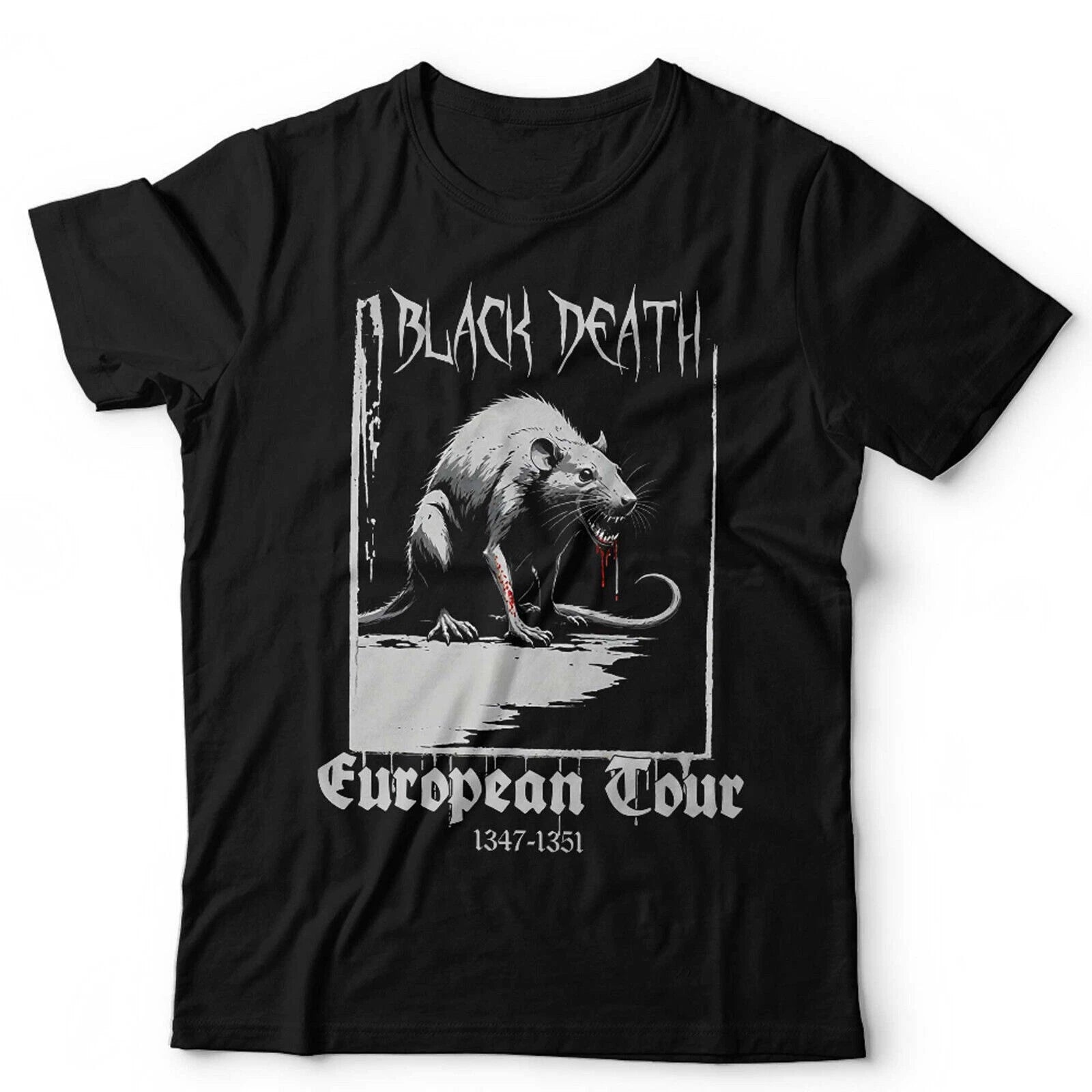 Black Death European Tour Tshirt Unisex Plague Rat Gothic Medieval Dark Humour