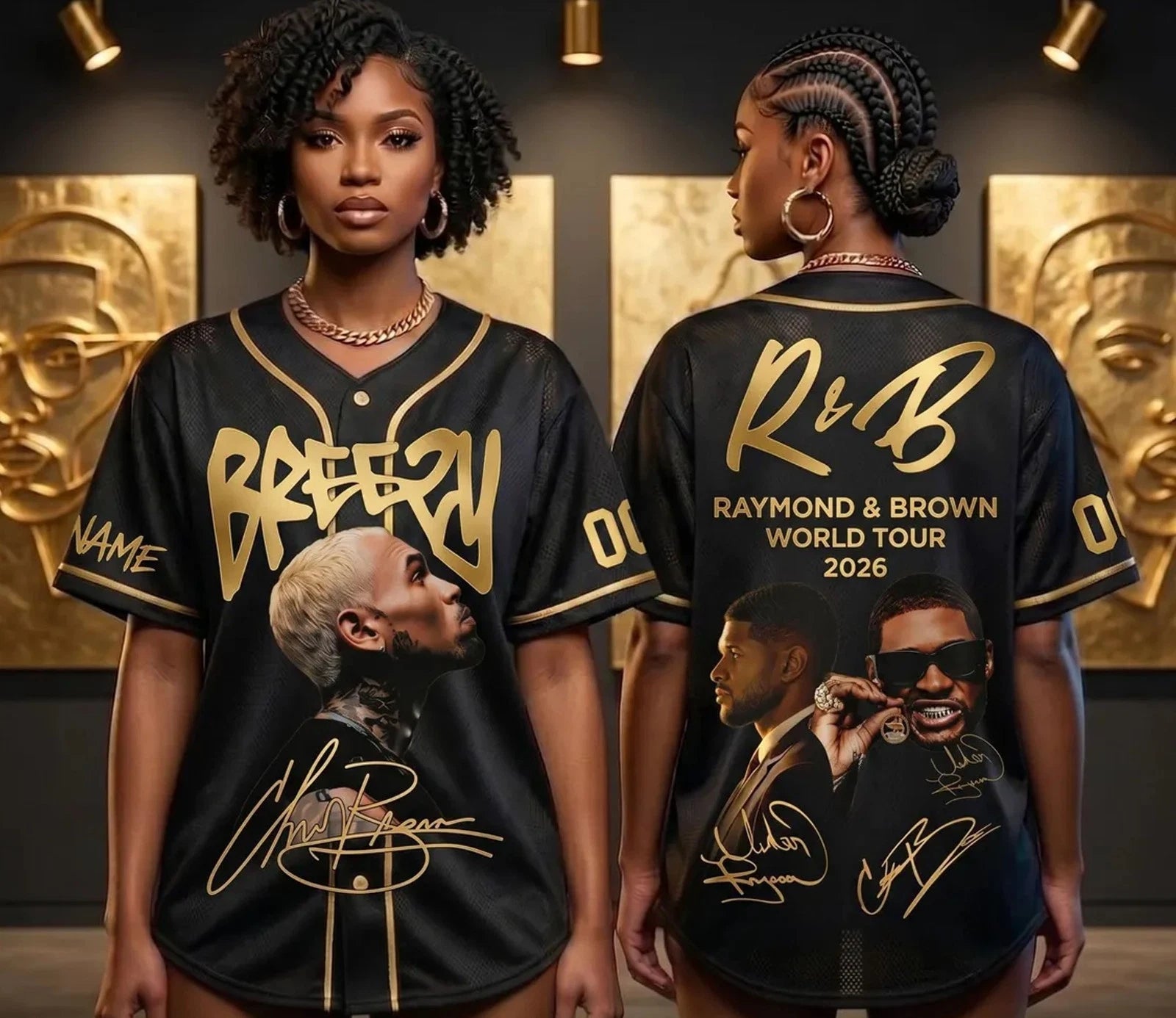 Custom Chris Br0wn 2026 Tour Baseball Jersey, Hip Hop R&B Shirt