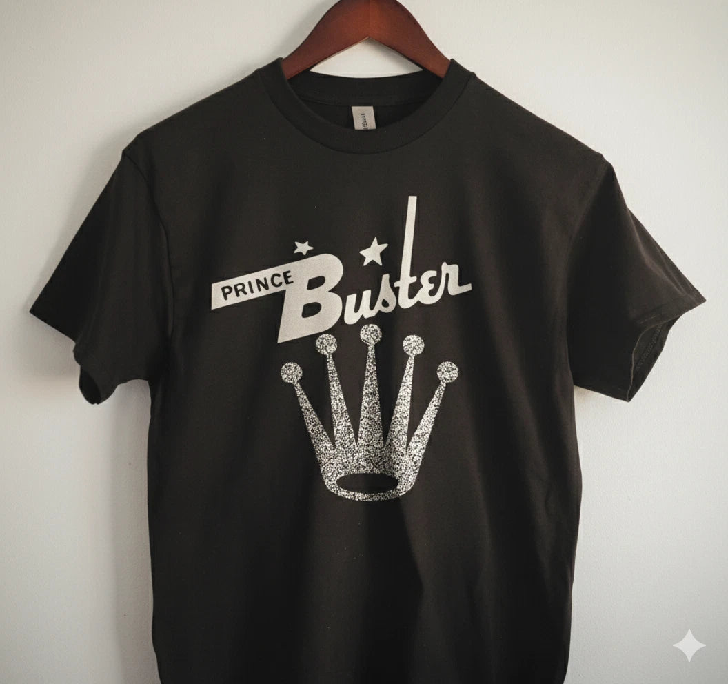 Prince Buster T-Shirt Black Ska Reggae Crown Graphic Tee - T767