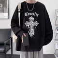 Oversized Grunge Streetwear Sweatshirt Gothic Graphic Pullover Mens M-2XL
