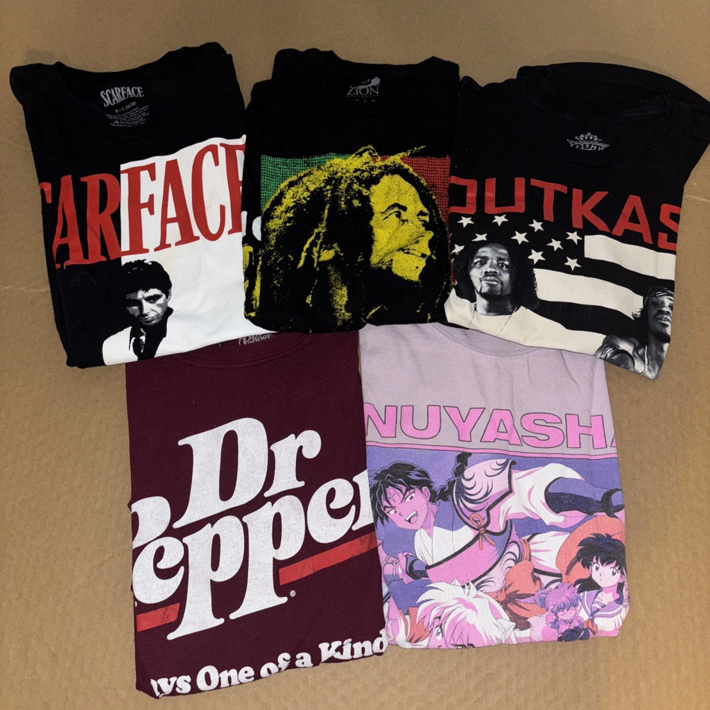 Men’s Modern T-shirt Lot Size Small 5 Piece Graphic Music Anime