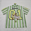 NWT Shrek Striped Football Jersey Embroidered Green White Soccer Shirt M x2 & XS