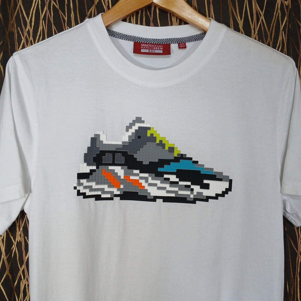 Mostly Heard Rarely Seen 8-Bit T-Shirt Mens XS White Pixel Sneaker Graphic