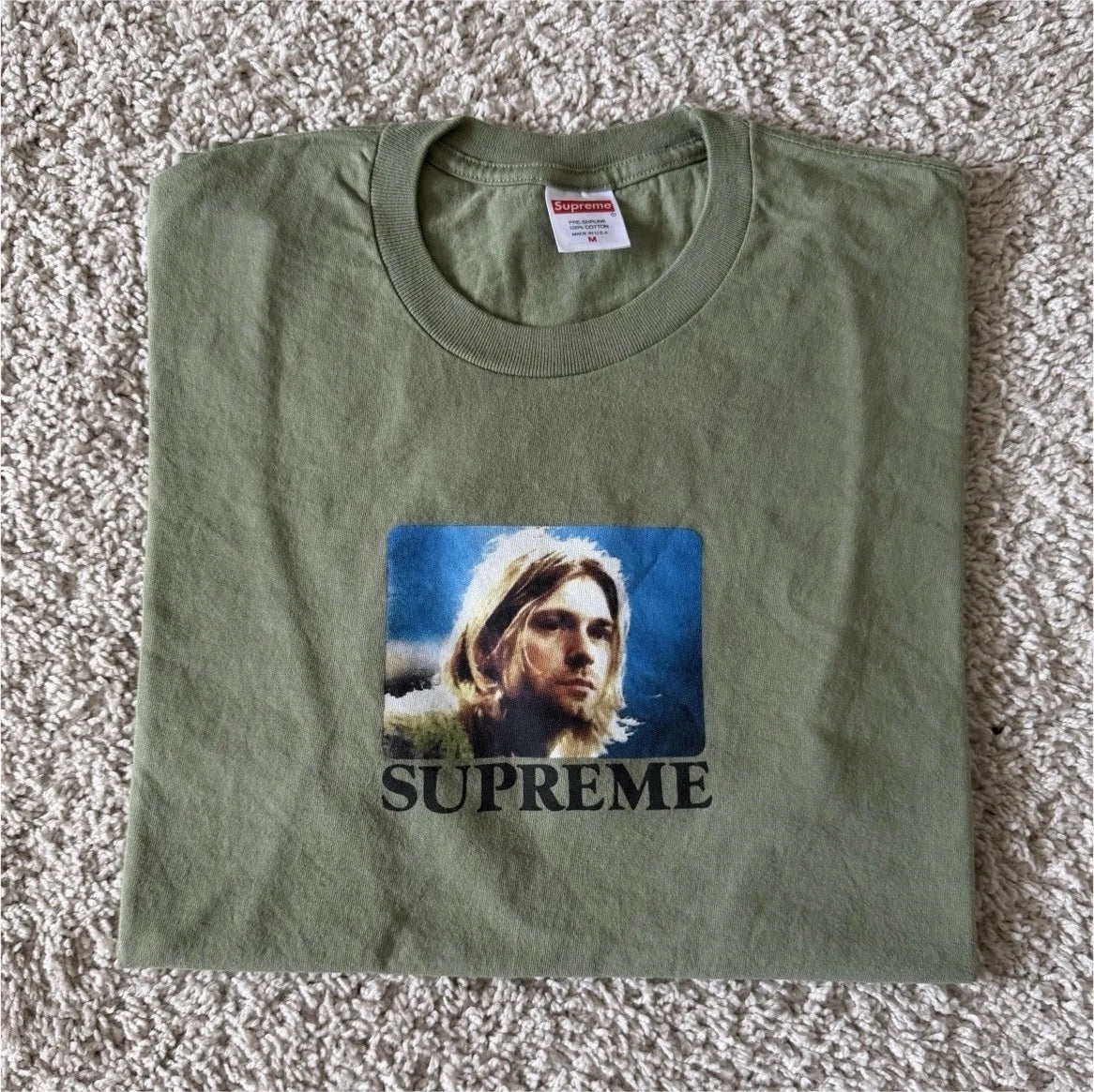 Supreme SS23 - Kurt Cobain Tee Light Olive Size Medium 100% Authentic