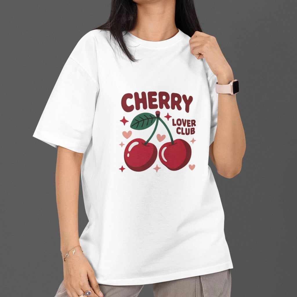 Cherry Lover Club T Shirt Cute Fruit Graphic Tee Aesthetic 100% Cotton Unisex