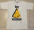 Vtg 90s Wisconsin Cheese Head Faded Distress Shirt L Funny Joke College Grunge