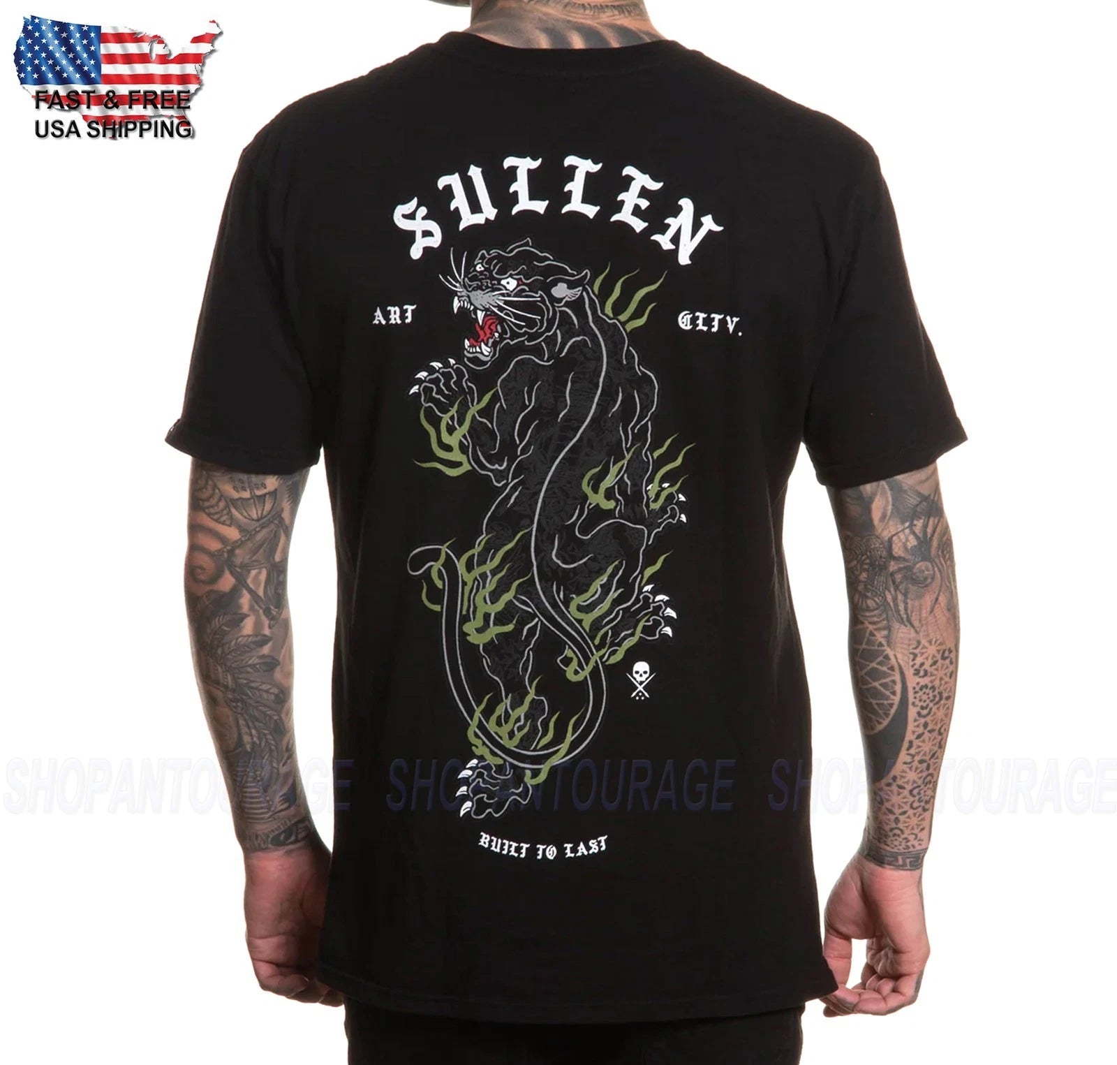 Sullen Crawling Panther Premium Fit SCM7582 New Short Sleeve T-shirt For Men