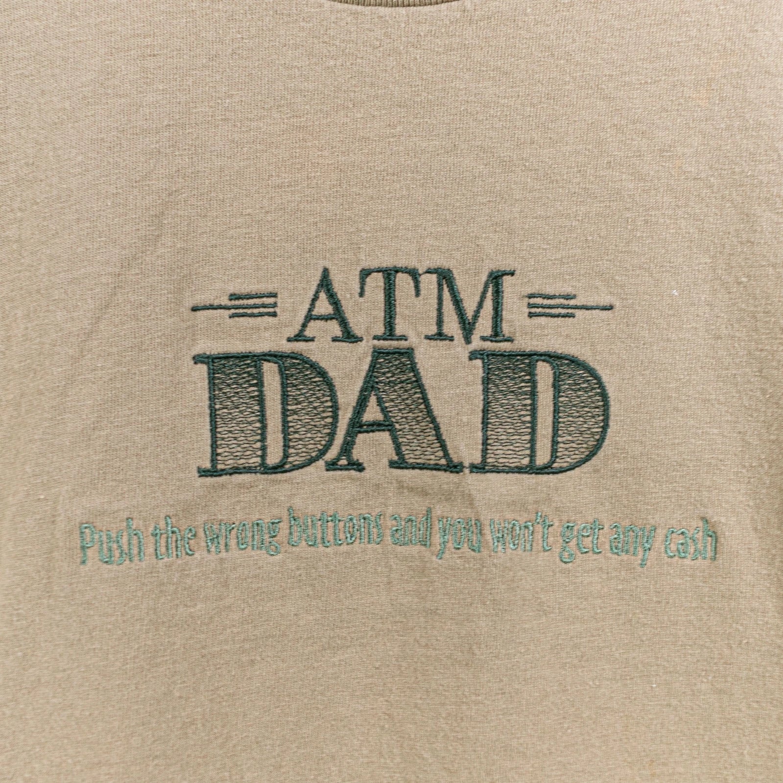 ATM Dad Joke T Shirt Large L Funny Humor Push The Wrong Button Graphic Y2K