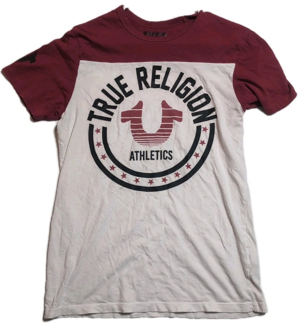 True Religion Athletics Graphic Shirt Men's  Horseshoe Buddha Logo Y2K Blue S