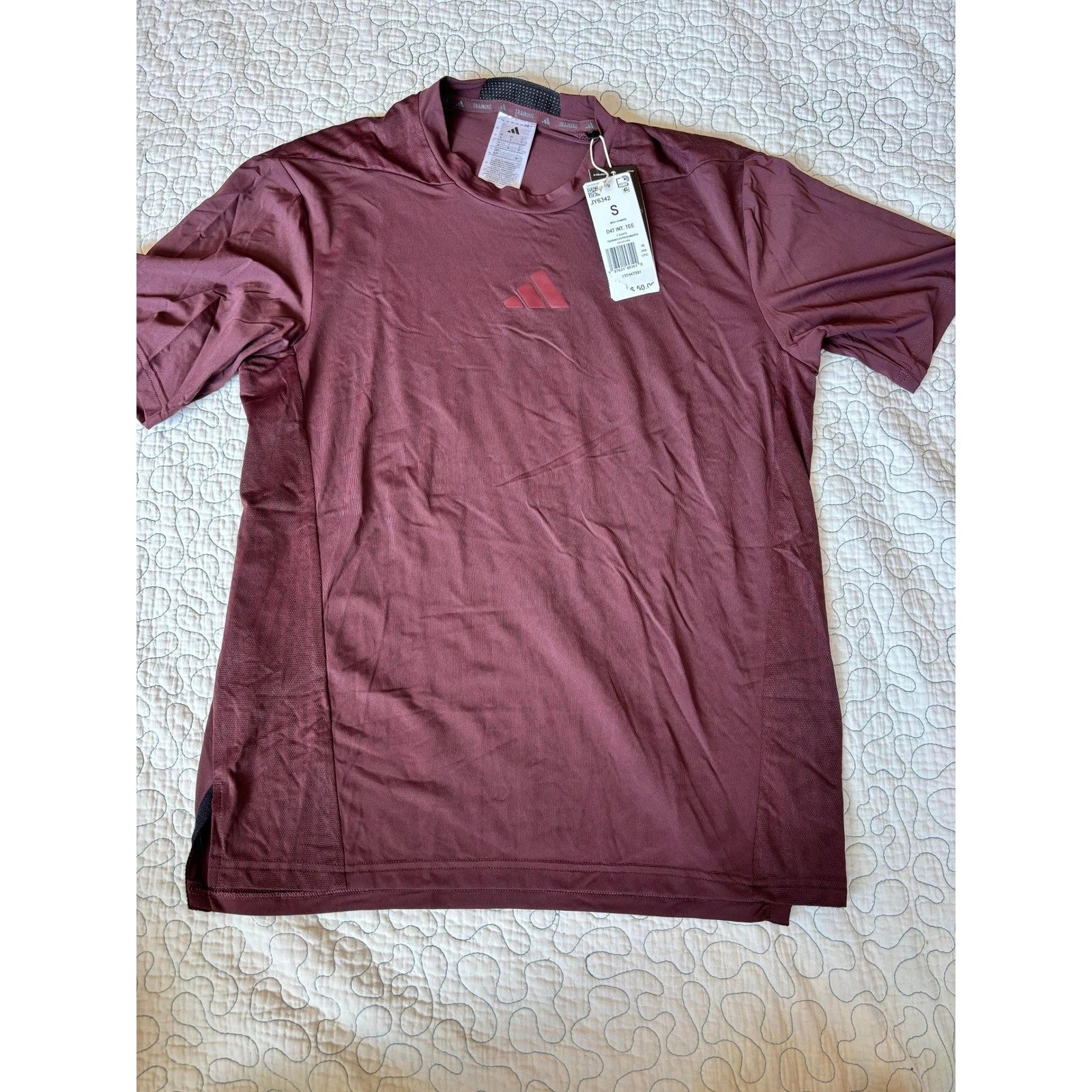 Adidas Mens D4T Int. Tee Aurora Ruby Maroon Training Shirt Size Small