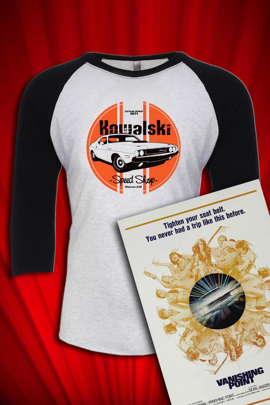 Kowalski Speed Shop Vanishing Point T-SHIRT 1970 Dodge Challenger FREE S&H