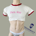 Porn Star Custom print men vintage White ringer crop top T-shirt