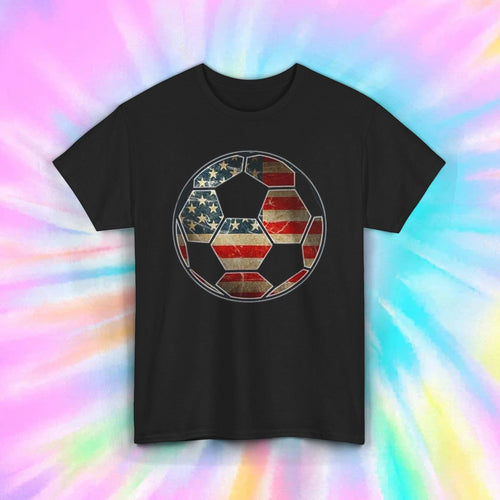 American Flag Soccer T-Shirt | Patriotic USA Ball Graphic Tee | Soccer Fan