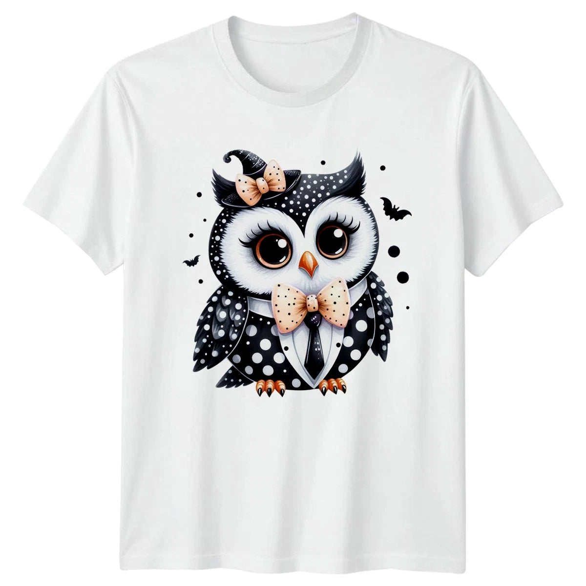 Cute Coquette Halloween Owl Womens T-Shirt Cute Owl Halloween Gift For Her