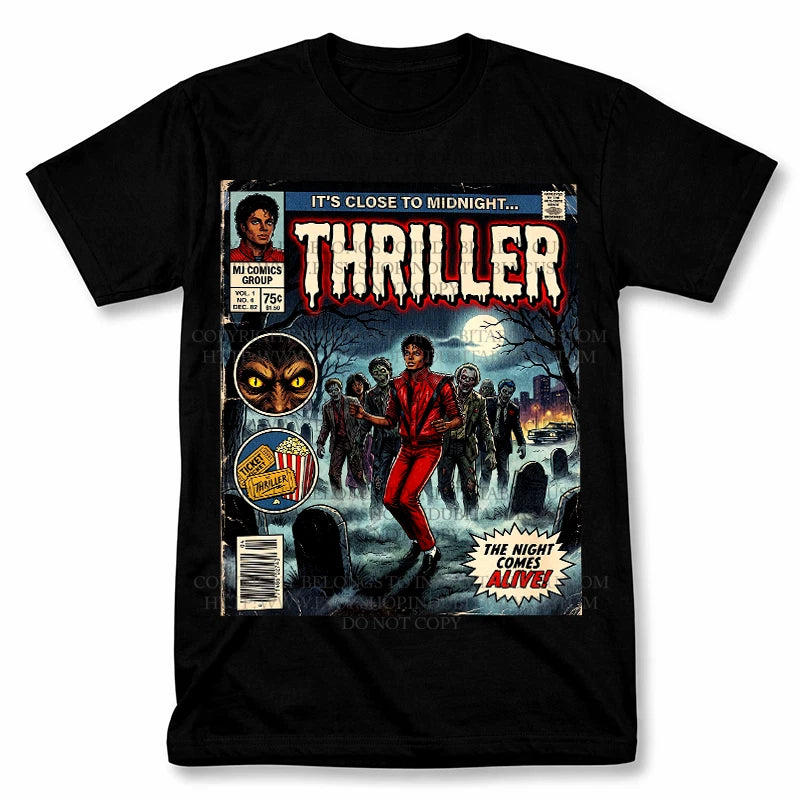 Michael Jackson Movie Thriller Graphic T Shirt Vintage Style Fan Tees