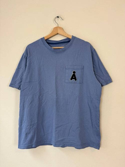 Aland Front Pocket Simple Blue Tee Shirt - Large