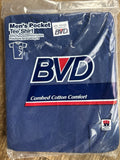 NOS Vintage 90s BVD Preshrunk Combed Cotton Blue Pocket T Shirt Men 2XL USA